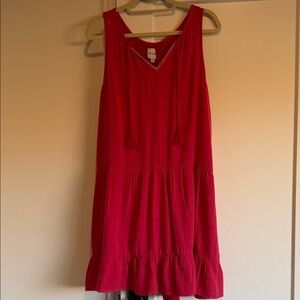 NIC+ZOE Red Sleeveless Sun Dress Size Petite Large